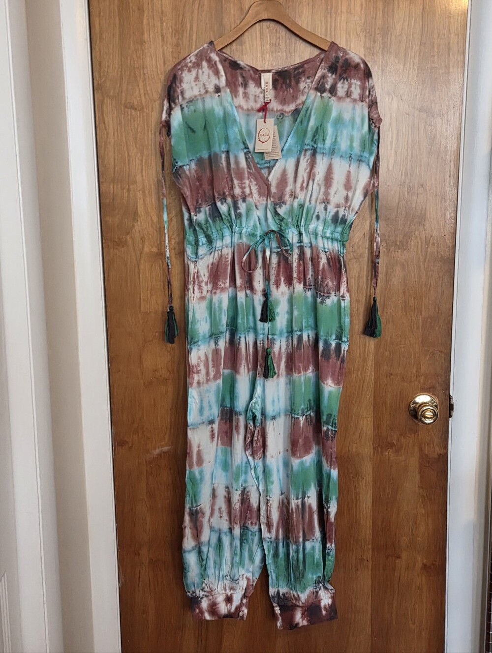 RAGA Tie-Dye Jumpsuit in Teal, Purple & White